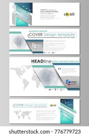 The minimalistic vector illustration, editable layout of social media, email headers, banner design templates in popular formats. Chemistry pattern. Molecule structure. Medical, science background
