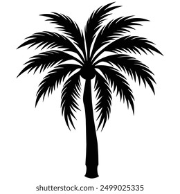 A minimalistic vector illustration featuring the elegant silhouette of a palm tree, perfect for tropical and summer-themed designs.