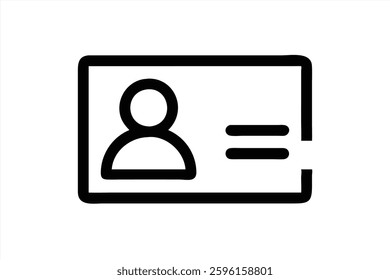 A minimalistic vector illustration featuring an identification card. The design includes a silhouette of a person and simple lines for details. Ideal for graphic design projects.