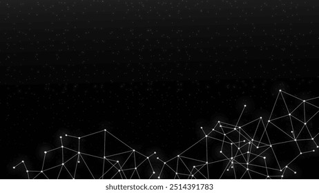 A minimalistic vector illustration of glowing digital network connections on a dark background, symbolizing connectivity and technology. Perfect for tech, communication, or innovation designs.