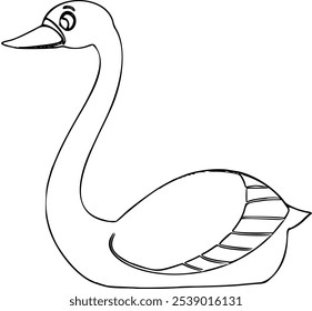 A minimalistic vector illustration of a graceful swan gliding across calm water