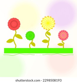Minimalistic vector illustration of green plant and flower 