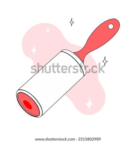 A minimalistic vector illustration of a lint roller with a red handle, perfect for cleaning-related designs and product advertisements...