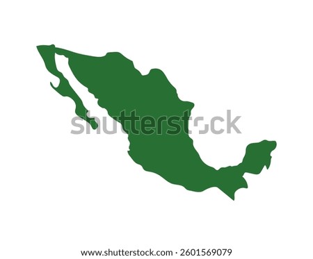 Minimalistic vector illustration of Mexico's map in green, symbolizing the country's geographic outline.