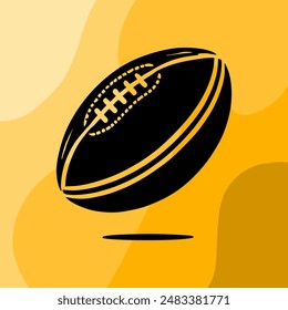 Minimalistic Vector Illustration of Modern American Football on Yellow Abstract Background. Stylized Rugby Ball perfect for sports designs and graphics.