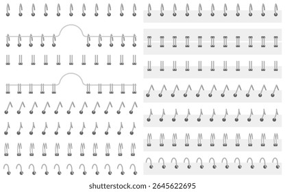 Ilustração vetorial minimalista de bobinas de notebook e ligações de fios em vários quadros de movimento. Perfeito para modelos de design, recursos de animação e apresentações.
