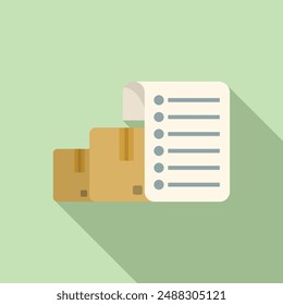 Minimalistic vector illustration of packages with a shipment list on pastel background
