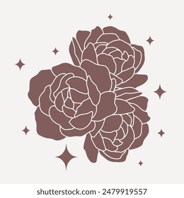 Ilustración vectorial minimalista de peonías