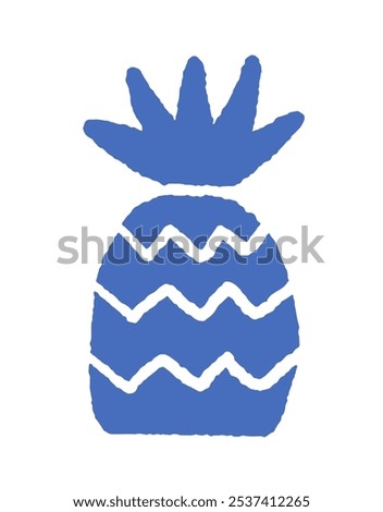 Minimalistic vector illustration of a pineapple with a zigzag pattern, isolated on white. Perfect for tropical and summery design themes.
