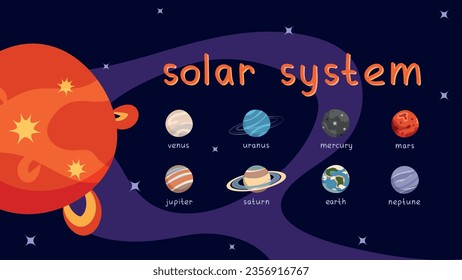Minimalistic vector illustration of planets in solar system