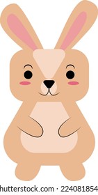 
Minimalistic vector illustration of a rabbit. Flat bunny in nude colors. Illustration for postcards, patterns, banners, print. New year 2023.