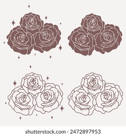 Minimalistische Vektorillustration von Rosen