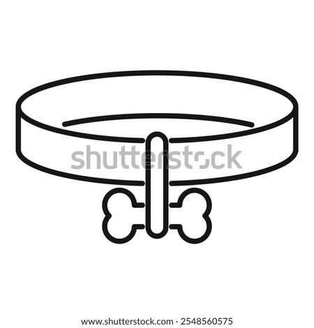 Minimalistic vector illustration of a simple dog collar featuring a bone shaped pendant, symbolizing pet accessories