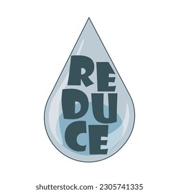 Minimalistische Vektorgrafik eines Wassertropfens mit Buchstaben reduzieren