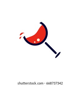 Minimalistic vector illustration of a wine or cocktail glass with bubbles. Great as a poster, wine list or menu element, promotional material or banner template. Wineglass icon. Manhattan cocktail.