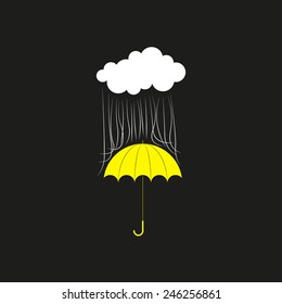 Minimalistic vector illustration of yellow umbrella. Rainy day concept
