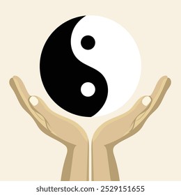 Ilustración vectorial minimalista de los símbolos Yin Yang importantes en la religión y la filosofía chinas