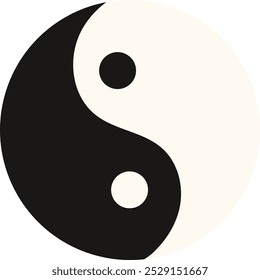 Ilustración vectorial minimalista de los símbolos Yin Yang importantes en la religión y la filosofía chinas