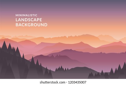 Minimalistic vector landscape background of mountains for your design.