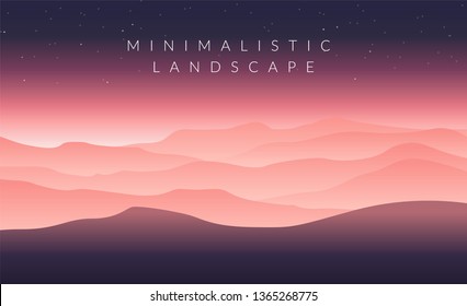 Minimalistic vector landscape background for your design. Color hill silhouette background. 