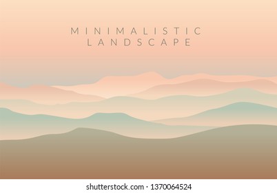 Minimalistic vector landscape background for your design. Color hill silhouette illustration. 