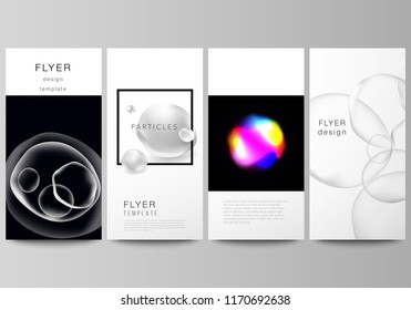 The minimalistic vector layout of flyer, banner design templates. SPA and healthcare design, sci-fi technology background. Abstract futuristic or medical consept backgrounds to choose from.