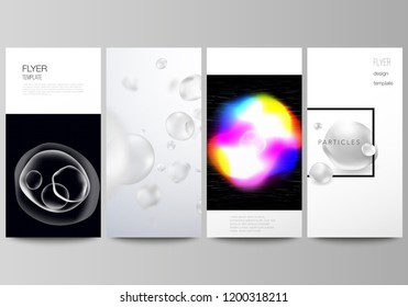 The minimalistic vector layout of flyer, banner design templates. SPA and healthcare design, sci-fi technology background. Abstract futuristic or medical consept backgrounds to choose from.