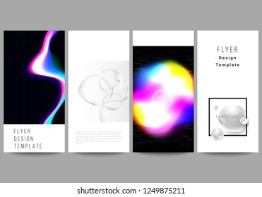 The minimalistic vector layout of flyer, banner design templates. SPA and healthcare design, sci-fi technology background. Abstract futuristic or medical consept backgrounds to choose from.