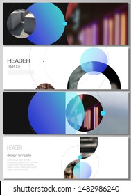 The minimalistic vector layout of headers, banner design templates. Simple design futuristic concept. Creative background with circles and round shapes that form planets and stars.
