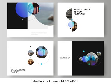 The minimalistic vector layout of the presentation slides design business templates. Simple design futuristic concept. Creative background with circles and round shapes that form planets and stars.