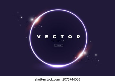 Diseño vectorial minimalista con anillo plateado brillante y estrellas en el fondo negro