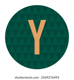A minimalistic vector of the letter Y in a clean geometric style. Ideal for logos, monograms, or artistic designs. Set on a green circular background with triangles.