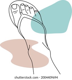 Minimalistische Vektorgrafik, Fußbild in Flip-Flop-Slipper.