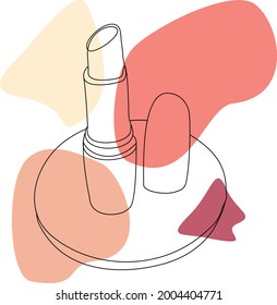 Minimalistic vector line-art, picture of the opened lipstick tube.