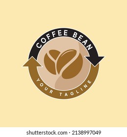 Minimalistic vector logo for coffee shop. Outline logotype with coffee bean.