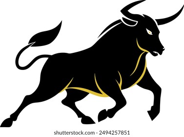 minimalistic vector logo featuring a bull fight silhouette in black. Perfect for branding, logos, and design projects, this free illustration embodies strength and elegance.
