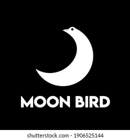 Minimalistisches Vektorlogo aus Mischung von Vogel und Mond