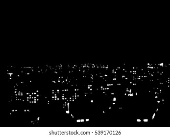 Minimalistic vector panorama of the night city