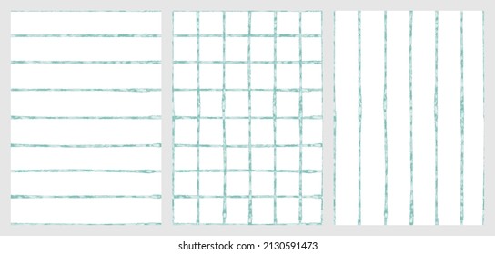 Minimalistic vector pattern set in stripes and squares. Cute and simple pastel prints in watercolor style. Universal print for fabric, textiles, wrappers, covers, decor, interior, kitchen, children