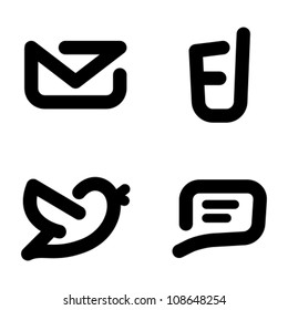 Minimalistic vector set of contact information icons: mail, phone, social network and chat