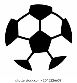 Vetor minimalista de uma bola de futebol em preto e branco clássico. Perfeito para projetos esportivos, cartazes ou conteúdo educacional para crianças e amantes do esporte.