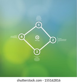 Minimalistic vector template with discreet blurred background. Four united points, much space for your content. Constellation. Fresh modern design.