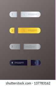 Minimalistic vector template. Modern design, space for your content. Four steps, choices, levels. Can be use for tutorial, info graphic or presentation. Information about your company.