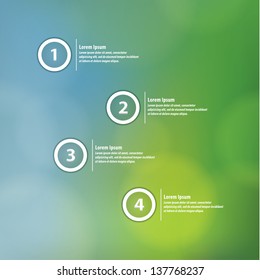 Minimalistic vector template with soft natural blurred background. Four choices, variants, levels. For your presentation, website or poster. Editable, sizable friendly.