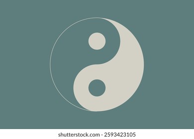 Minimalistic vector yin yang symbol in gold and green colors. EPS 10 outline icon.