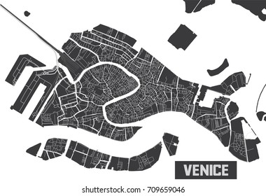 Minimalistic Venice city map poster design.