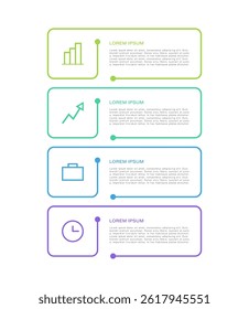 Minimalistic vertical infographic template with icons. Four steps or options