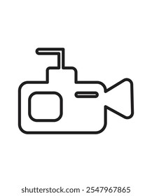 A minimalistic video camera icon in black and white. Ideal for media projects, video editing apps, or broadcasting designs.
