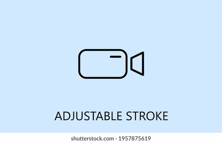 minimalistic video camera icon, logo or symbol with fully ajustable strokes