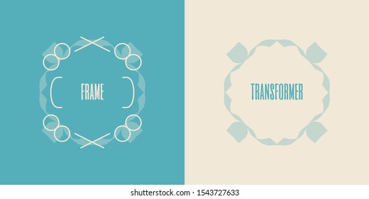 Minimalistic vintage frame with simple shapes, isolated. Separated borders in layers. Construct what you want, 4 frames in 1 set and mix variations.